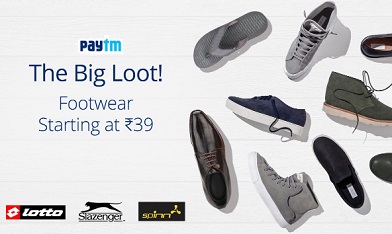 India Desire : Paytm The Big Loot : Footwears Starting From Just Rs 39 Only